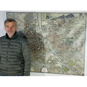 Plan de Paris dit plan de Turgot en couleurs, assemblé et imprimé bache plastique souple